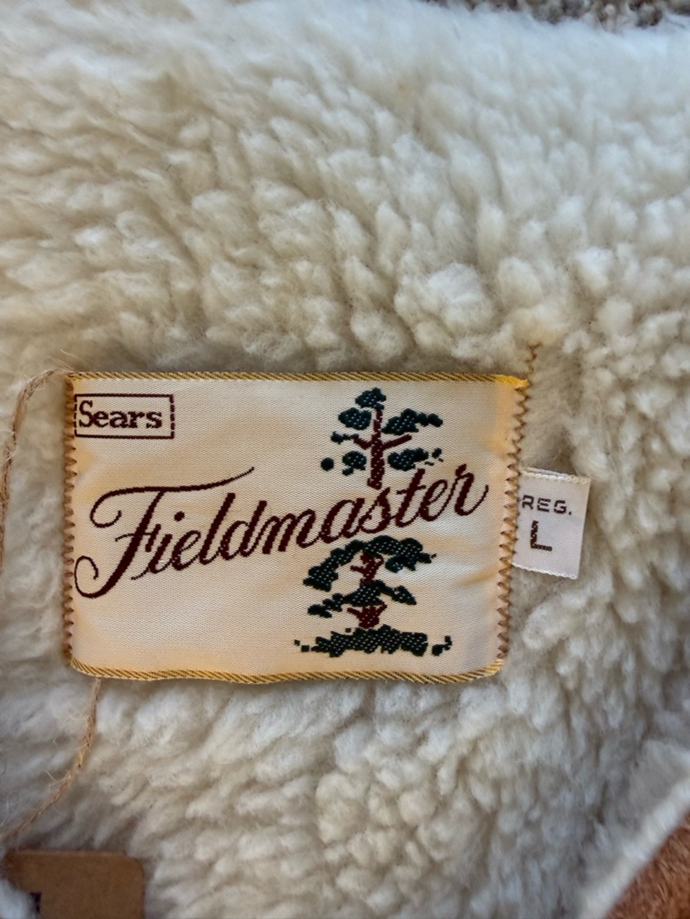 Vintage Sears Fieldmaster Brown Suede Sherpa Lined Vest Large - Picture 5 of 5